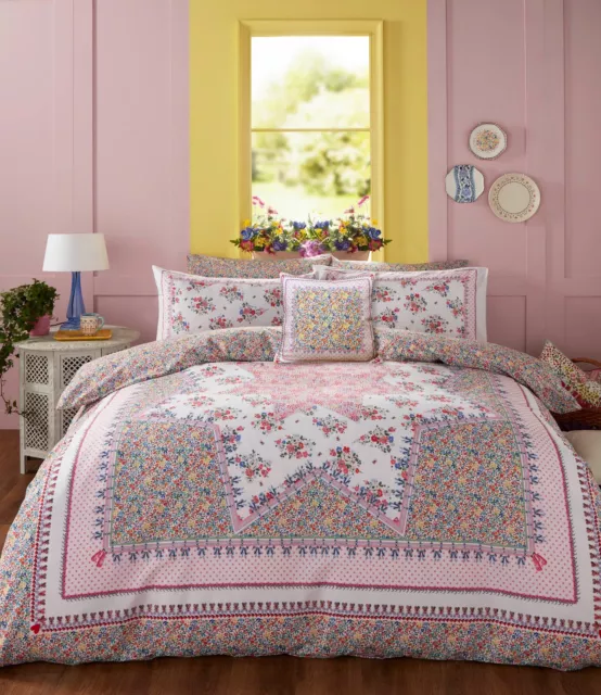 Cath Kidston Patchwork Pink Bedding Duvet Cover Set & Pillowcases 100% Cotton