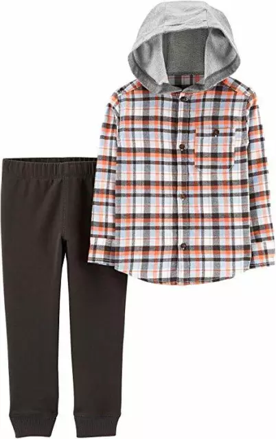 Carter's Infant Boys 2 Pc Hooded Flannel Shirt & Pants Set NWT 18 Months