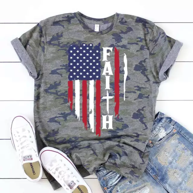 Spring/Autumn American Flag Printed T Shirt L DXS