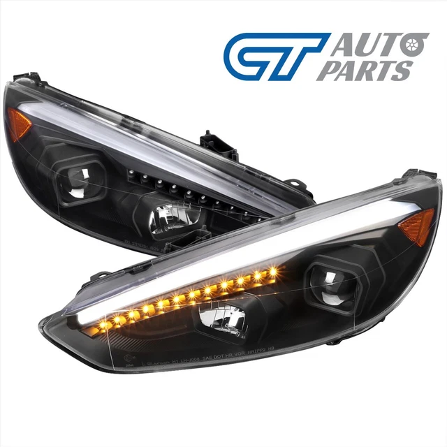 LT LED DRL Lightbar Headlights Ford Focus 2 MK2 DA 08-11 Facelift Black LHD