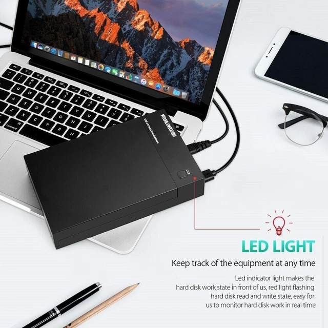 USB 3.0 2.5-3.5inch SATA HDD SSD External Enclosure Hard Disk Drive Case Box AUS 2