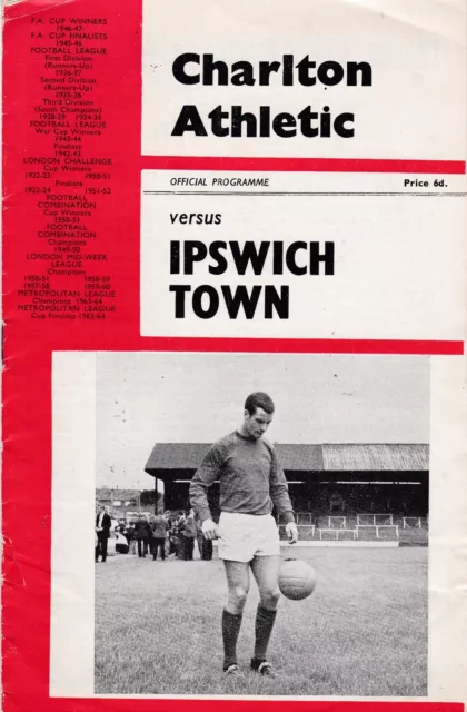 Charlton Athletic V Ipswich Town  Division Two 20/12/66