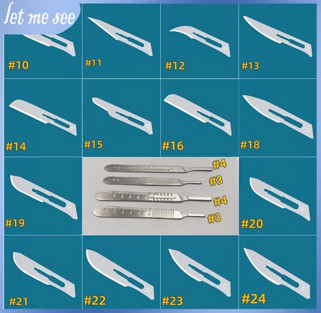 Lame Chirurgiche In Carbonio Lame Bisturi Chirurgiche Sterili - Set Con Manico Gratuito, Per Dentisti E Laboratori Trapano Odontotecnico - Foto 3