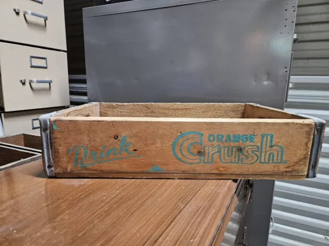 Orange Crush Advertising Sign Wood Soda Drink Bottle Crate