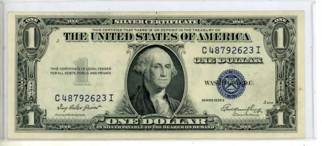 1935-E United States Dollar Currency $1 Silver Certificate # 927