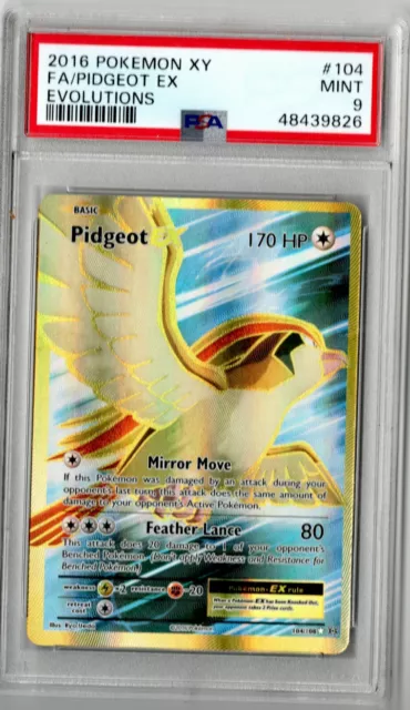 Pokemon Pidgeot Ex Full Art Xy Evolutions Psa 9 Mint Holo Rare 104/108 2016 Eng