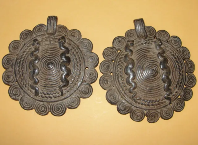 African Bronze SNAKE Pendant Baule Gan Burkina Ashanti AKAN Necklace Jewelry Art