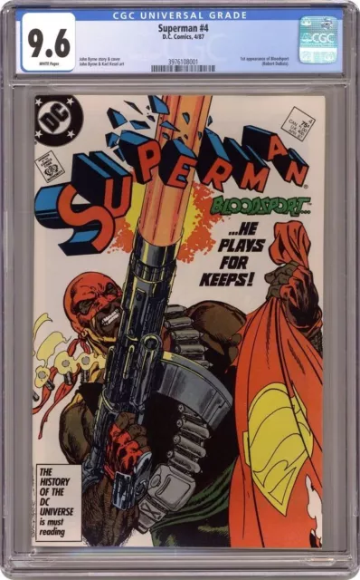Superman #4 CGC 9.6 1987 DC: John Byrne Story, Cover & Art, 1st App of Bloodshot