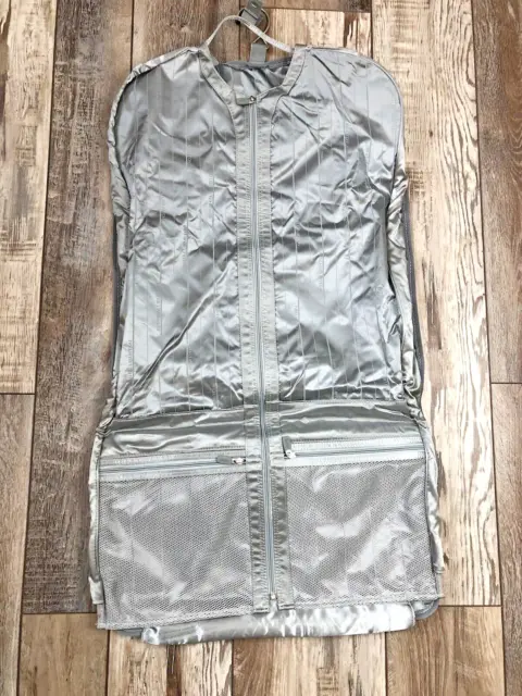 Zero Halliburton Gray Sateen Nylon Garment Bag HTF Excellent