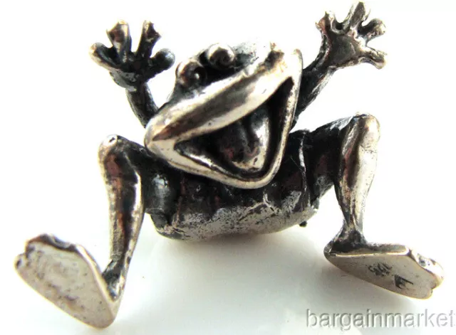 Adorable Mini Sterling Silver Frog Figurine #87