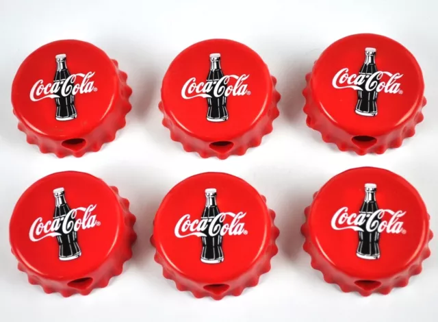 Set mit 6 Coca-Cola Coke Spitzer USA Anspitzer Kronkorken Form