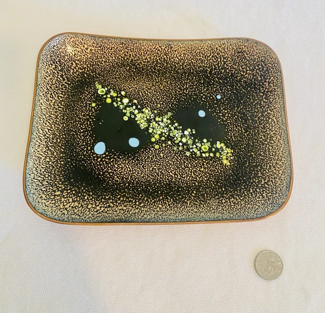 Vintage Enamel on Copper Bowl / plate by Leon Stratham