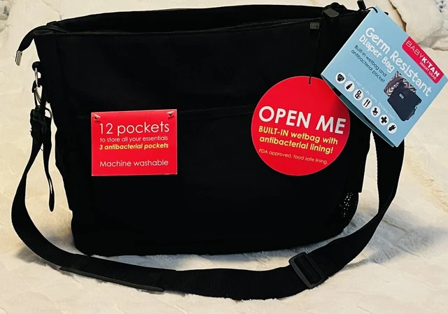 Baby K'Tan Smart Gear Germ Resistant  Diaper Bag Black For Dad & Mom