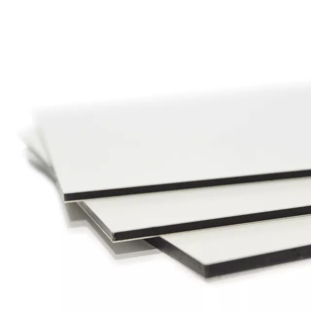 1 Platte Alu Dibond Dilite beidseitig weiß - Plattenzuschnitt - 3mm - 100x70cm
