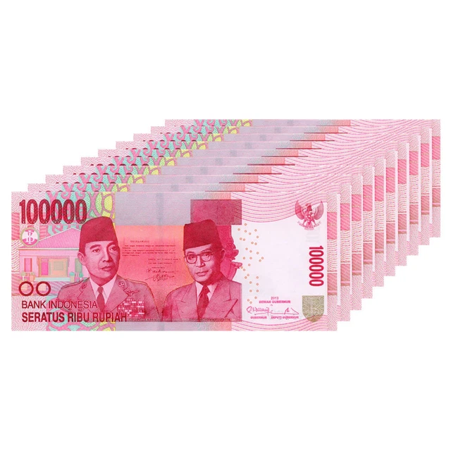 INDONESIAN RUPIAH 100,000 X 10 = 1 Million (1,000,000) IDR CIRCULATED INDONESIA