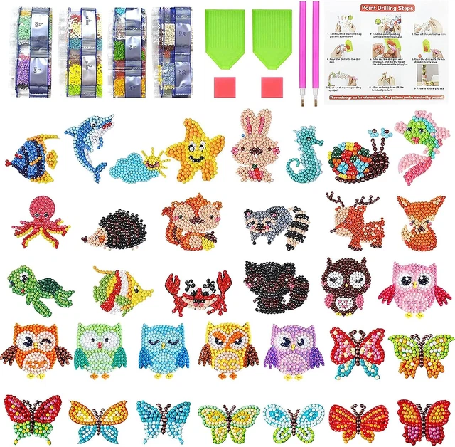 Booaee 34 Stück 5D Diamond Painting Set Für Kinder, DIY Applique Diamant Anhänge