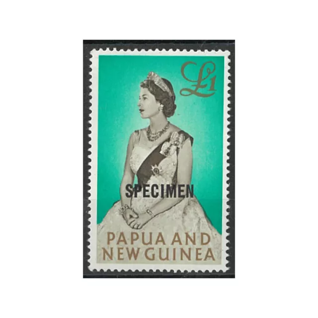 Papua New Guinea 1963 £1 Stamp QEII Specimen Overprint 13.5mm SG45s MUH 12-3