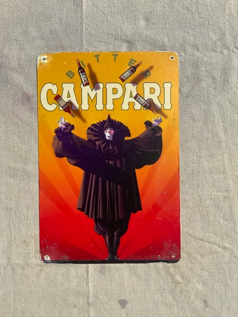 Enseigne Publicitaire Vintage Campari 'Red Provocation' - Métal - 30x20 Cm - Bon état