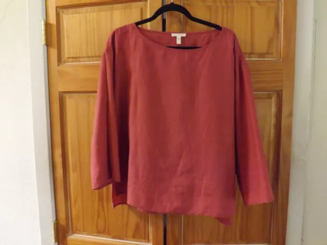 Eileen Fisher Linen Top in Clay---S