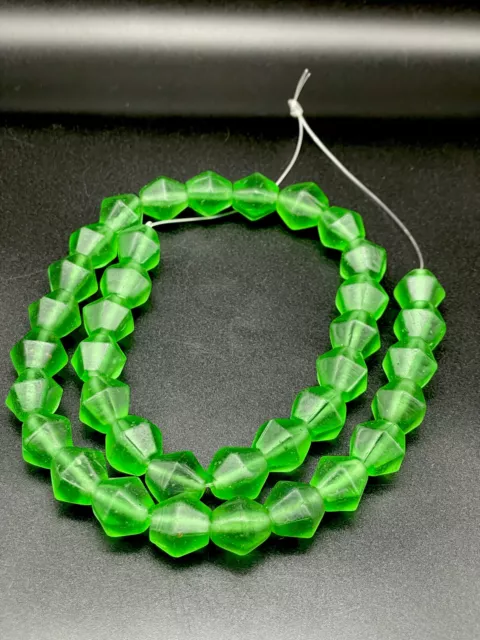 Old Beads Ancient Green Cobalt Glass Beads Jewelry Necklace 2