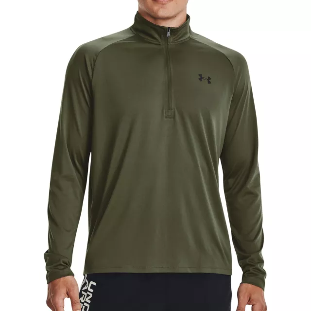 Under Armour Mens Tech Half Zip Long Sleeve Training Top Gym Lightweight - Green