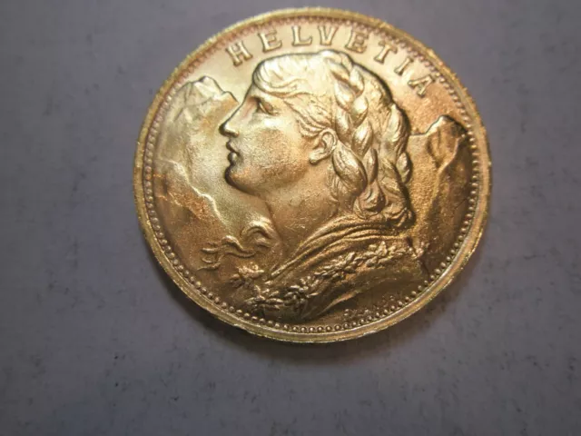 1947 Swiss 20 Franc Gold Coin - .1867 AGW - UNC