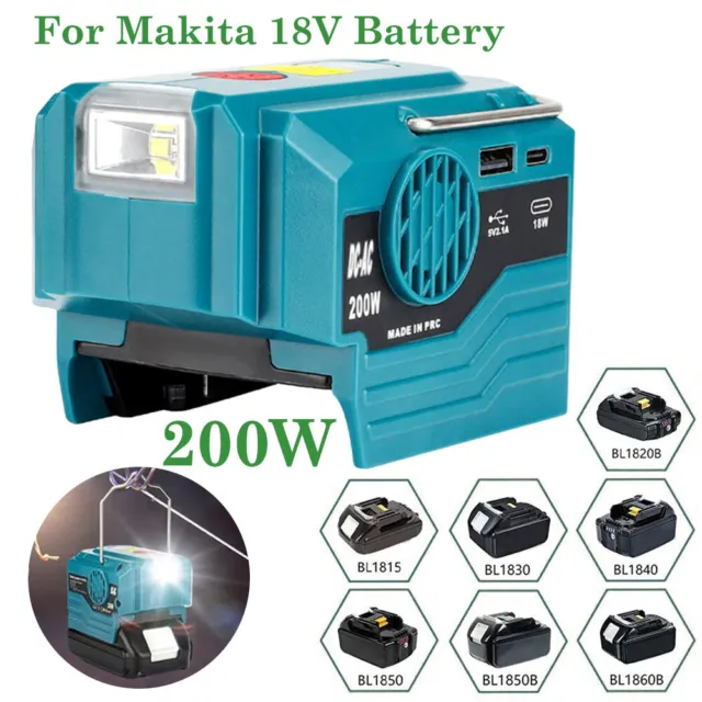 FOR MAKITA 18V Battery 18V DC To AC 220V 200W Portable Power Inverter with  Light £33.75 - PicClick UK