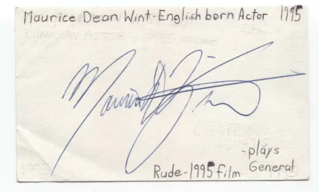 Maurice Dean Wint Signed 3x5 Index Card Autographed Signature Actor Cube