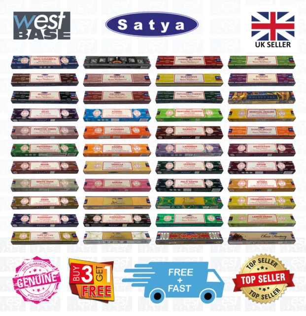 Satya Insence Sticks Genuine Nag Champa Incense Sticks Joss 15g Mixed Scents