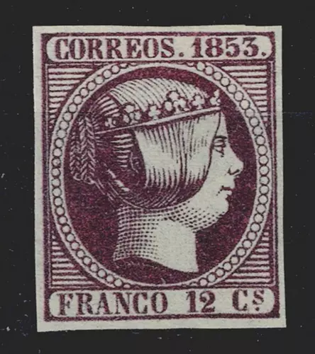 Edifil 18 nuevo * mng 1853 Isabel II sello de España Spain Lujo Liderstamps