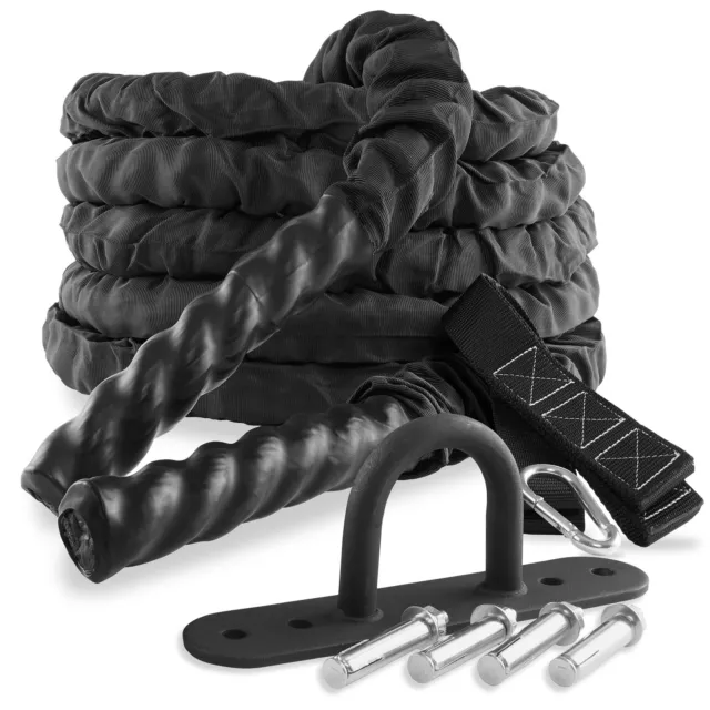 30 Foot Exercise Battle Rope with Cover and Anchor Kit - 1.5 Inch Diameter