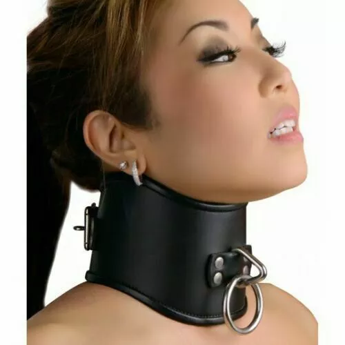PU Leather BDSM Bondage Posture Neck Collar with Pull Ring Collar Rings Slave