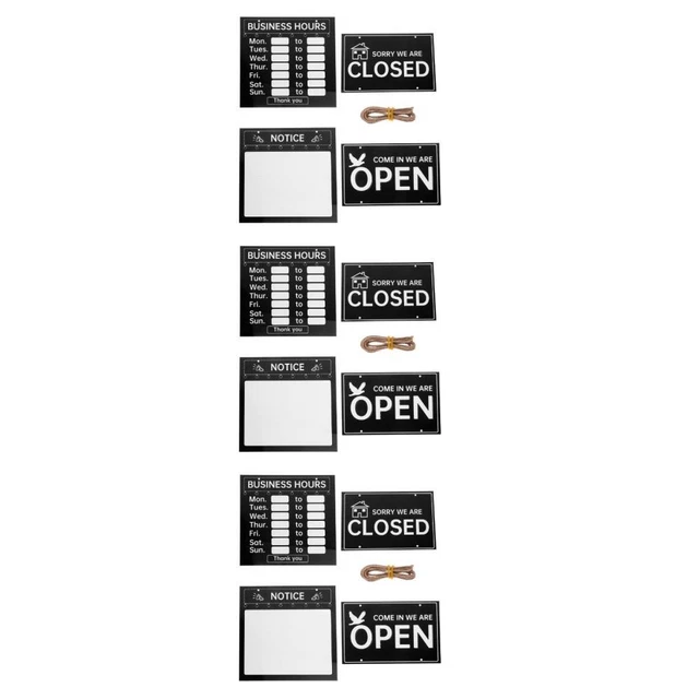 Writable Sign 3 SETS WRITABLE Open Closed Sign with Hours and Notice for Restaurants ...
