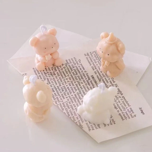 Fabricación de jabones de silicona osos dulces velas molde 3D arte forma de cera