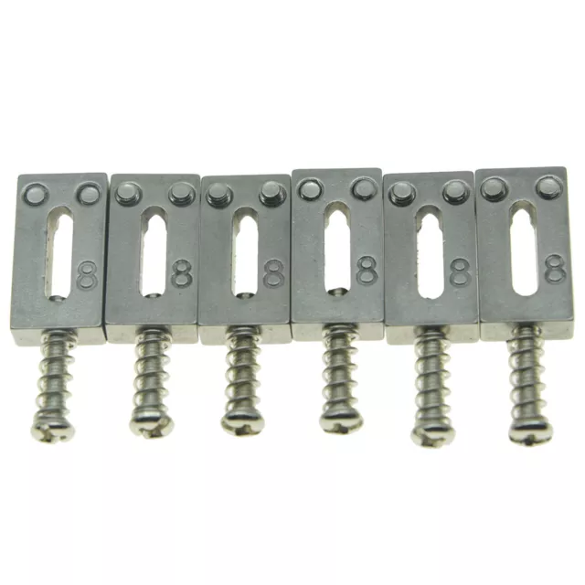 KAISH 6pcs Stainless Steel Electric Guitar Bridge Saddle Fits Strat Tele