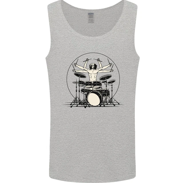 Vitruvian Drummer Funny Drumming Drum Mens Vest Tank Top