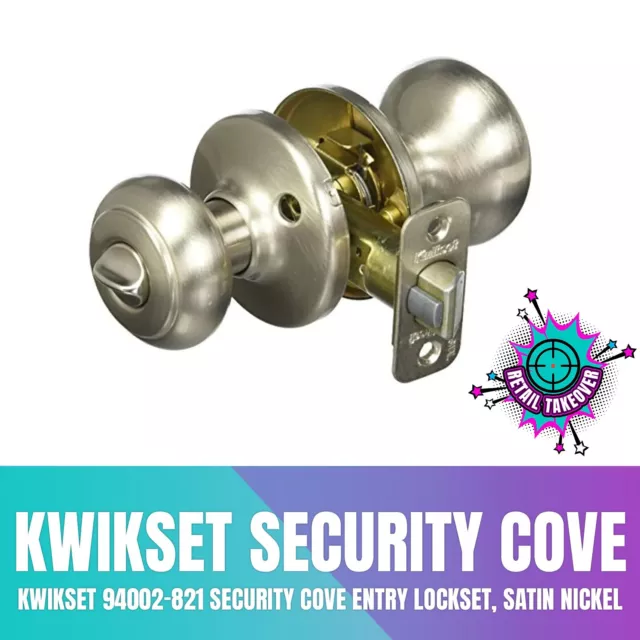 KWIKSET 94002-821 Security Cove Entry Lockset, Satin Nickel