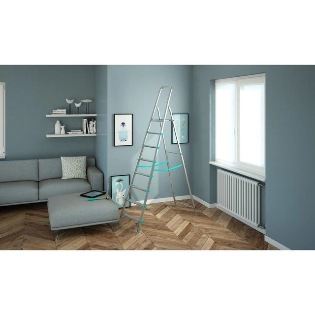 Scala LIBELLULA 8 Gradini In Alluminio E Piedini Antiscivolo EN131 MADE IN ITALY 3