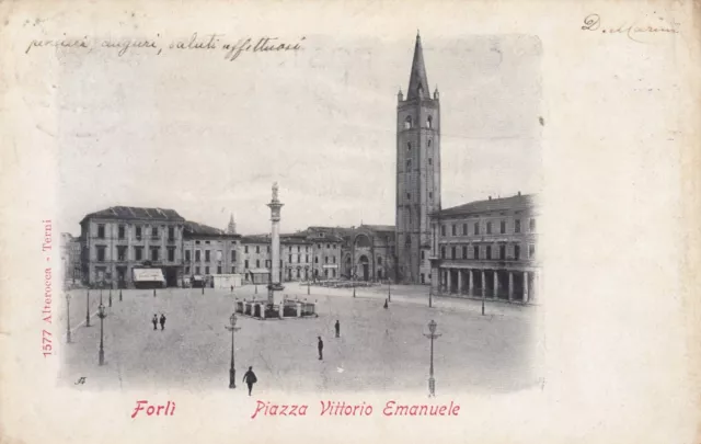 Cartolina *6 Forli Emilia Romagna Piazza Vittorio Emanuele Storia Viaggiata 1905