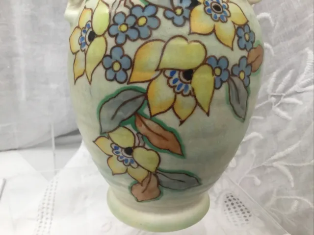 Crown Devon Fieldings ~ Art Deco Style, Hand Painted Flowers Vase 15 cm 3