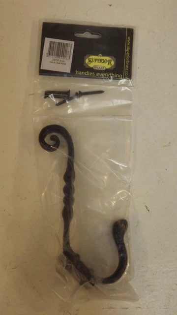 Black  iron "old English" double coat hook 145 mm high Superior brass 2018 3