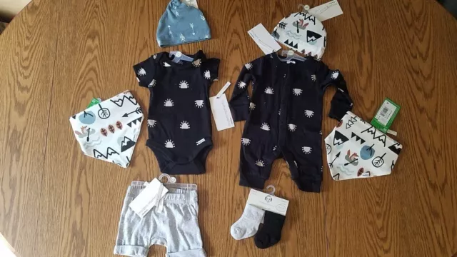 NWT MODERN MOMENTS by GERBER baby boy bib onesie gift set lot newborn 0-3 months