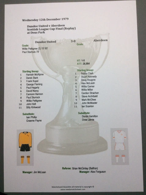 Programme Match Dundee United Vs Aberdeen - Coupe De La Ligue écossaise - 13/02/1971