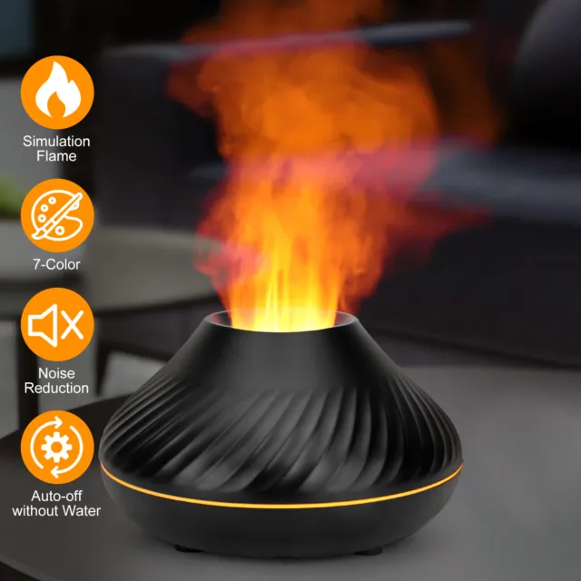 Aroma Humidifier Essential Oil Diffuser 3D Volcano Flame Mist Air For Home Decor