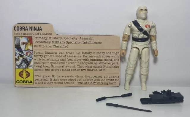 Hasbro G.I. 1984 vintage Figura de Joe ARAH Storm Shadow con tarjeta de archivo LOOK 225 C11