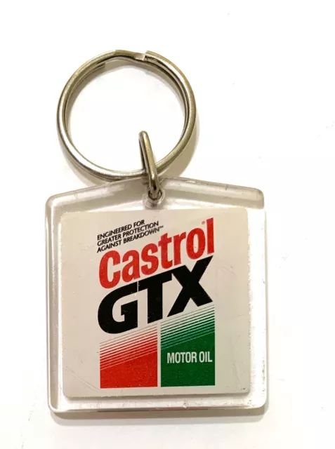 Vintage Keychain Castrol GTX Motor Oil Key Ring Acrylic Double Sided Graphic