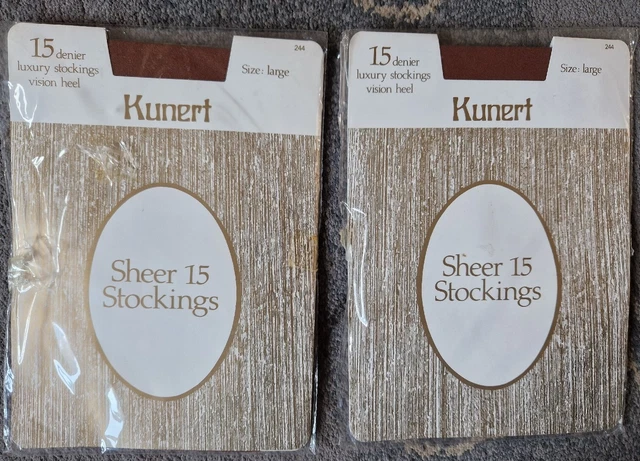 2 paia calze tacco di lusso vintage Kunert 15 denari grandi