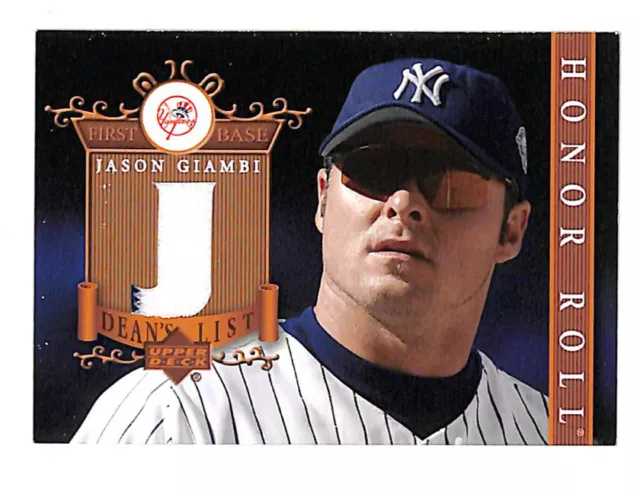 2003 Upper Deck Honor Roll Jason Giambi Dean’s List Jersey Card Yankees