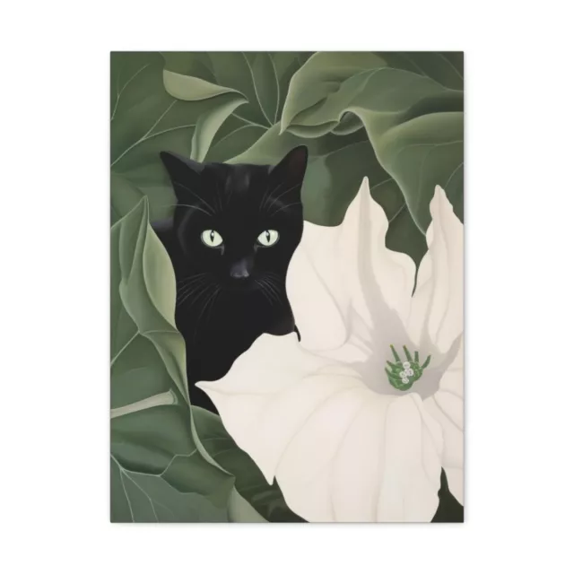 Georgia O'Keeffe Jimson Weed Art Print Canvas Wall Art Black Cat Funny Gift