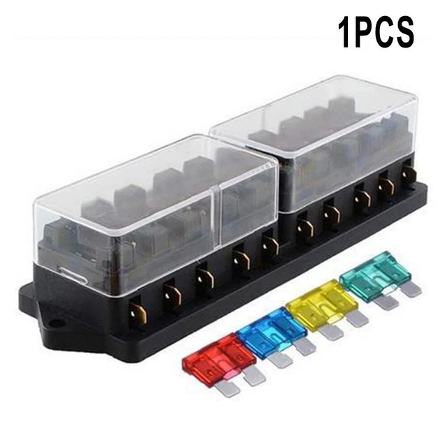 Porte-fusibles Rail DIN Her Kindness - Lot 2 Bases + 12 Fusibles - 24V CC - Électricité